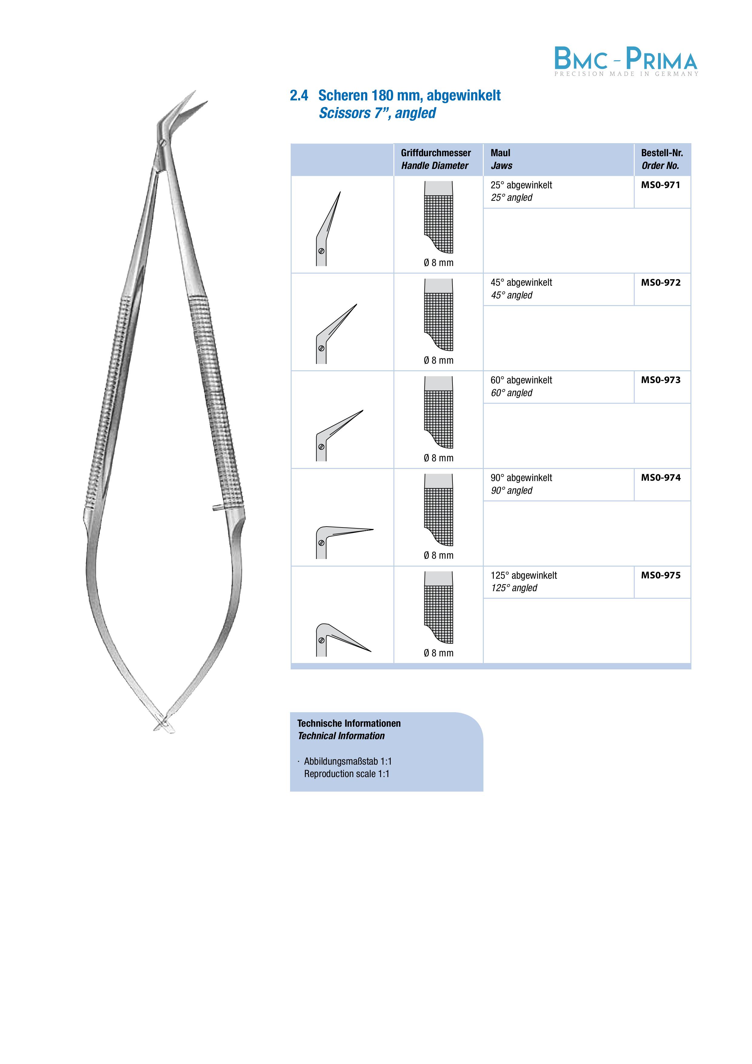 Scissors 180mm, angled – 庚泰儀器有限公司